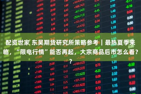 配资世家 东吴期货研究所策略参考｜最热夏季来临，“限电行情”能否再起，大宗商品后市怎么看？