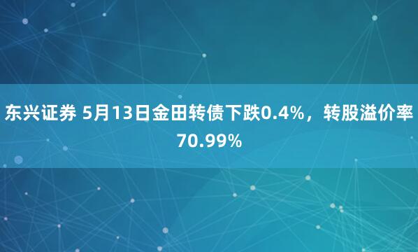 东兴证券 5月13日金田转债下跌0.4%，转股溢价率70.99%